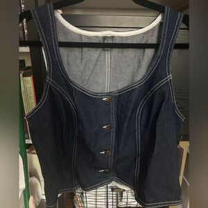 Wild Fable Dark Blue Denim Button-Up Top